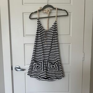 Lark & Wolff nautical stripe mini halter dress size small
